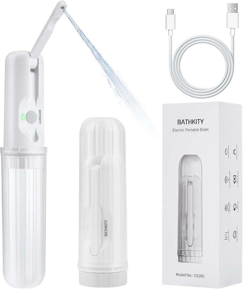 BATHKITY Portable Bidet for Travel, Multi- Bottle Compatible Handheld Bidet, 3 Water Pressure Modes, 180°Adjustable Nozzle, IPX6 Waterproof, White - Image 1
